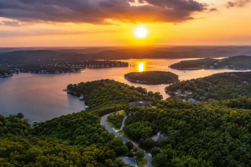 Sunset over the Branson Tri-Lakes area Snowden’s has served since 1987